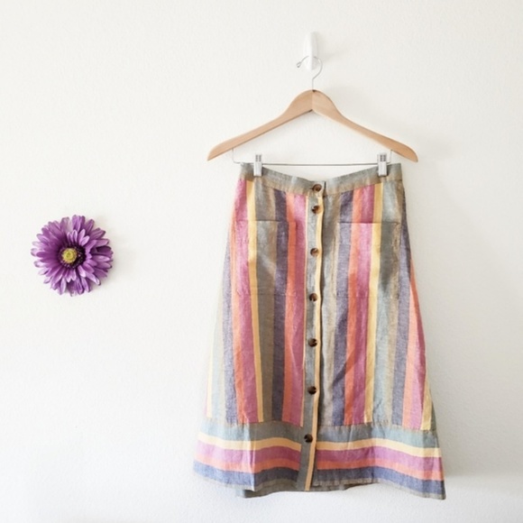 Madewell Dresses & Skirts - Madewell Rainbow Stripe Midi Skirt